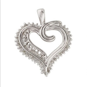Brand New 14k White Gold Diamond Heart Pendant .30 Carat Near Colorless Diamonds